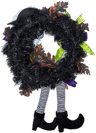 Halloween Wreath with Hat Legs Pumpkin Door Hanging Garland Front Door for Halloween Decorations