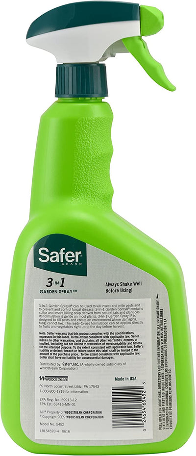 Safer Brand 5452 3-in-1 32-Ounce Ready-to-Use Garden Spray - 5452-6