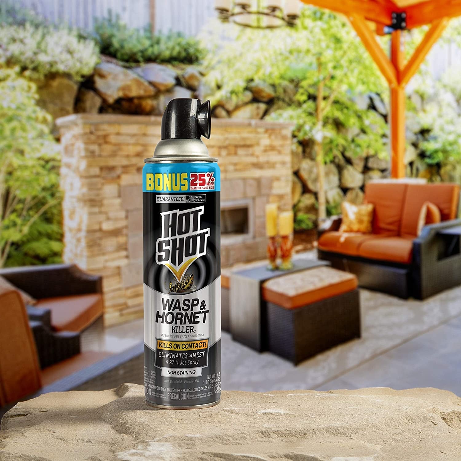 Hot Shot Wasp & Hornet Killer Spray, Eliminates The Nest, Sprays Up Tp 27 Feet, 17.5 fl Ounce