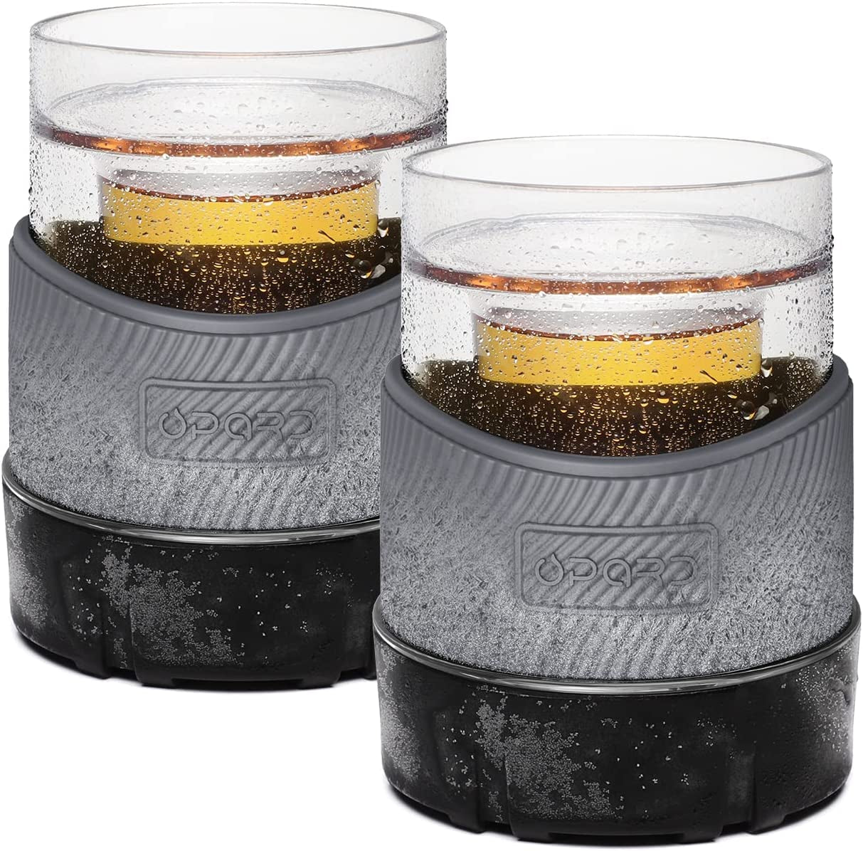  5oz Cooling Cups Double Wall Plastic Insulated Freezable Whiskey Glasses Drink Chilling Tumbler Set of 2 for Whiskey, Wine, Cocktails, Juice