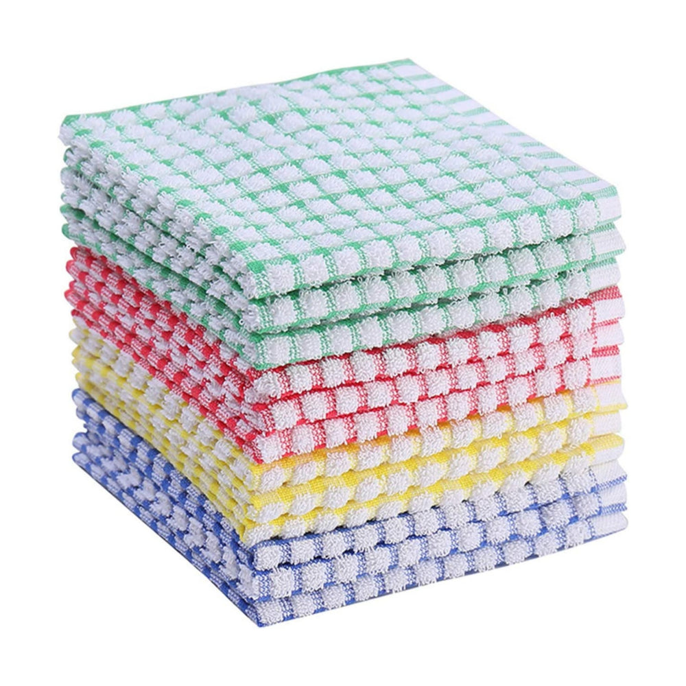  Kitchen Dishcloth Set, 12"X12" 12-Pack, Pure Cotton Cleaning Dish Towel, Highly Absorbent (Mix Color)