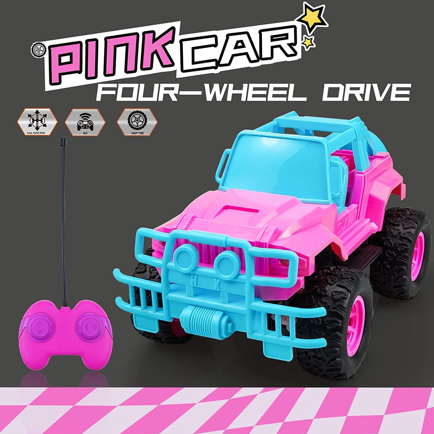 Remote Control Car for Girls - Rc Cars Toys for 6 + Year Old Girls Boys, Pink Remote Control Car 1:20 Scale off Road Truck for Kids Princess Gifts(Pink)