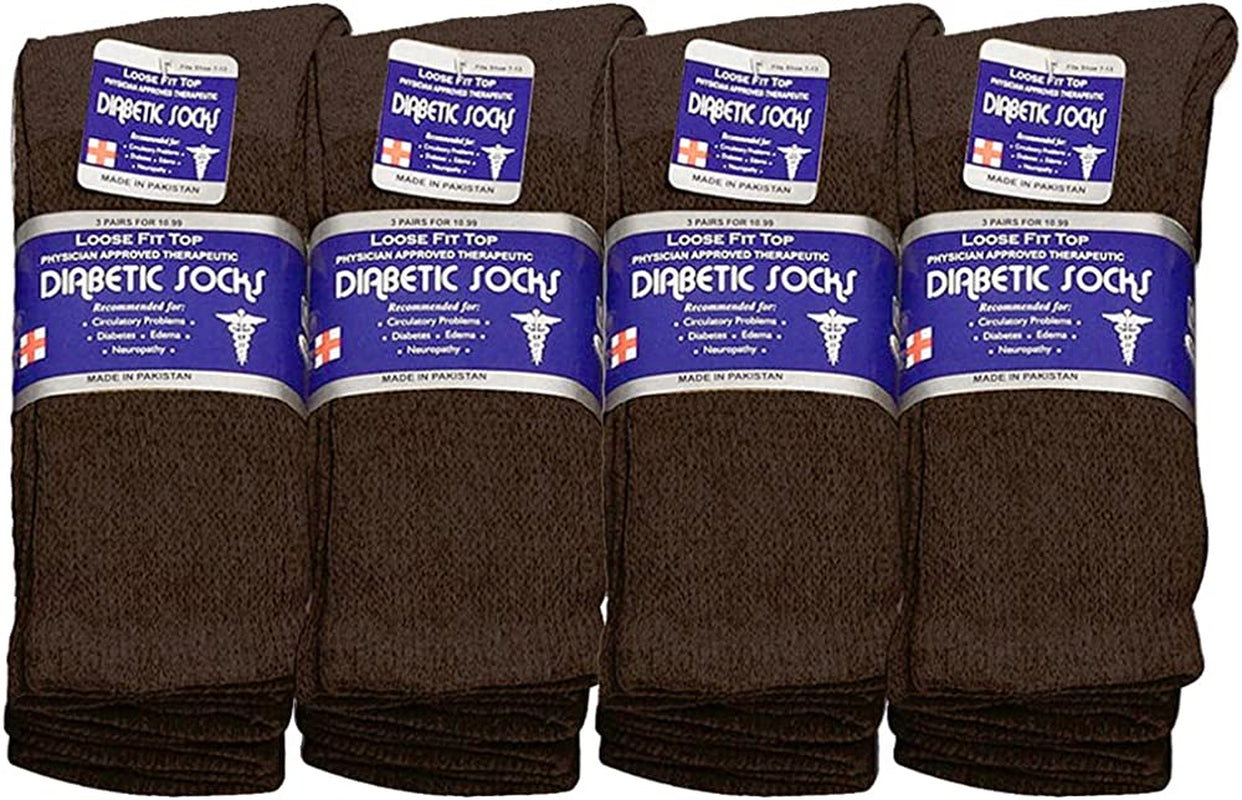 Physicians Approved Diabetic Socks Crew Unisex 3, 6 or 12-Pack