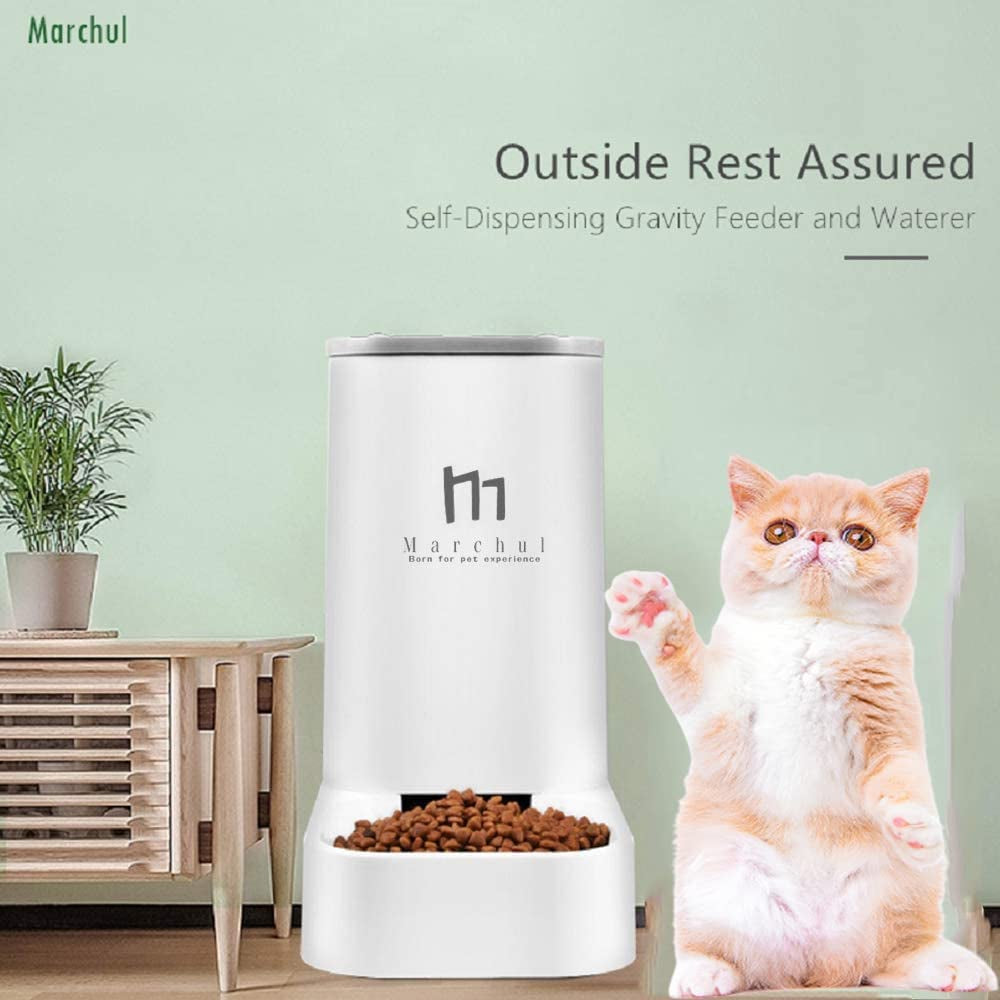 Cat or  Dog Feeder and Waterer Pet Self-Dispensing, Automatic Cat Feeders, Cat Food Dispenser, Gravity Food Feeder and Waterer Set with Pet Food Bowl for Small Medium Big Dog 