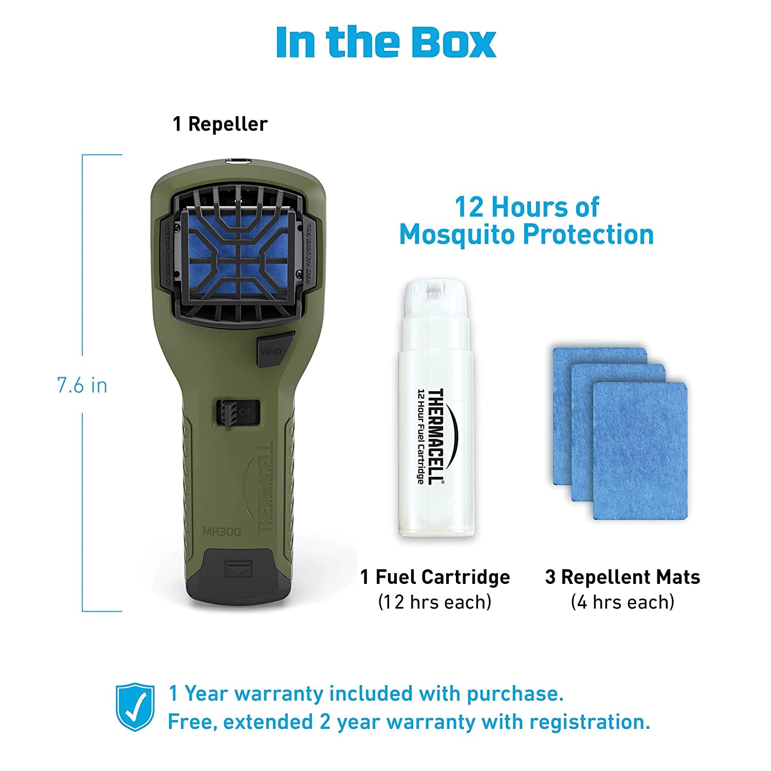 Thermacell MR300 Portable Mosquito Repeller, Green; Effective Mosquito Repellent; Includes 12 Hours of Refills; No Spray, No DEET, No Open Flame; Scent-Free Bug Spray Alternative