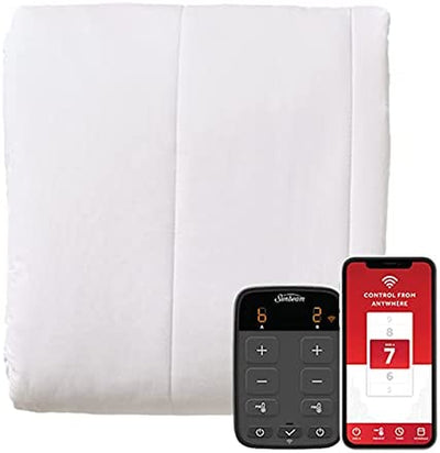 Sunbeam Polyester Wi-Fi Connected Mattress Pad, Electric Blanket, 10 Heat Settings, Queen Size