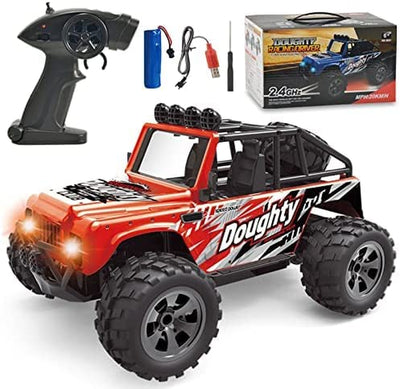 1:18 Scale RC Cars, RC Trucks, Off-Road Remote Control Truck, 2WD Electric High-Speed Rc Racing Car Toy, Fast Rock Climbing Crawler Vehicle, Road Monster Drift Truck, Xmas Gift (Red)