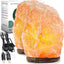 Authentic 2 Pack 7-9" Tall 6-8Lbs Natural Hand Carved Himalayan Salt Lamp with On/Off Switch & Beautiful Wood Base - Includes Light Bulb | Authentic from the Himalayan Mountains in Pakistan