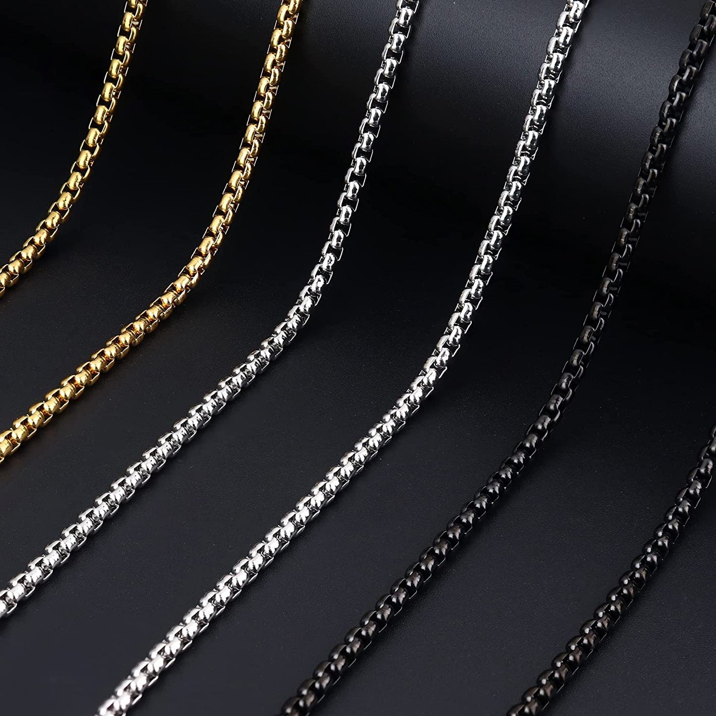 Jstyle 2-3.5MM Mens Womens Stainless Steel Rolo Cable Chain Necklace, Square Rolo Chain Necklace for Men Women 16-24 Inch
