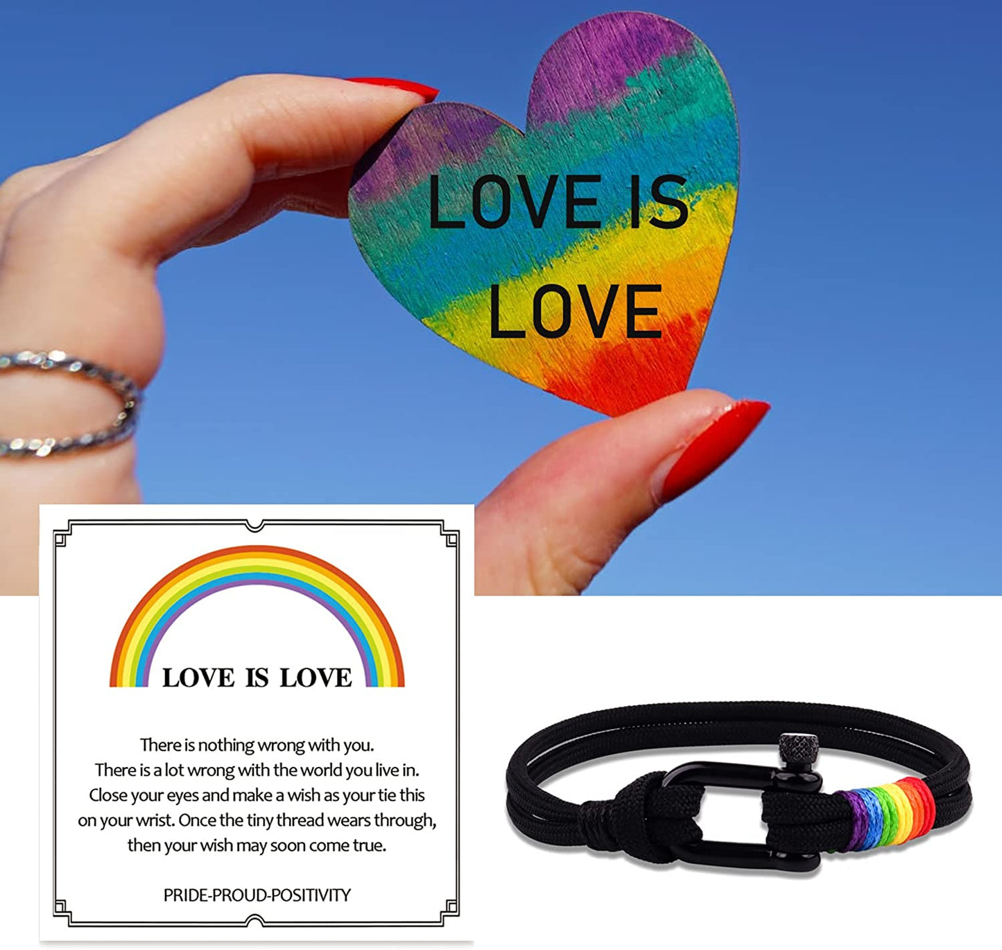  Rainbow LGBT Pride Bracelet,Handmade Gay Pride Bracelet,Birthday/Christmas/Anniversary/Graduation Gifts for Men and Women