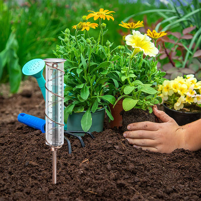 Easy to Read Detachable 7" Rain Guages with Metal Stake for Yard Garden Lawn Decor