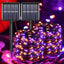 4th of July Patriotic Decorations for Home Outdoor Lights-Red White Blue Solar String Lights,2Pack Each 100LED 33ft