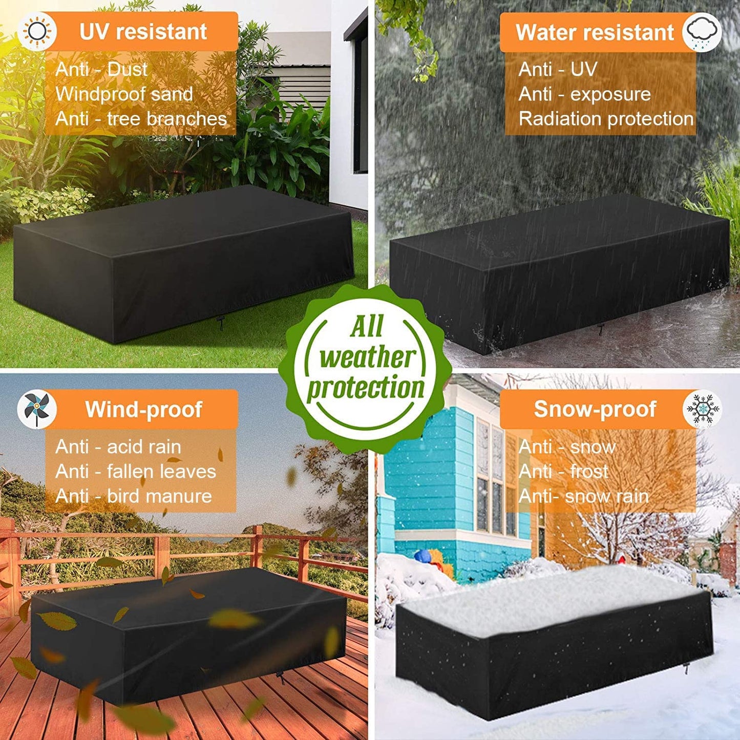 Outdoor Furniture Covers Waterproof, Patio Sectional Sofa Set Covers, All Season Protection 420D Heavy Duty, Outdoor Table Set Cover 