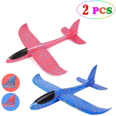 2 Pack Glider Plane Toys - 17.5" Large Throwing Foam Airplane