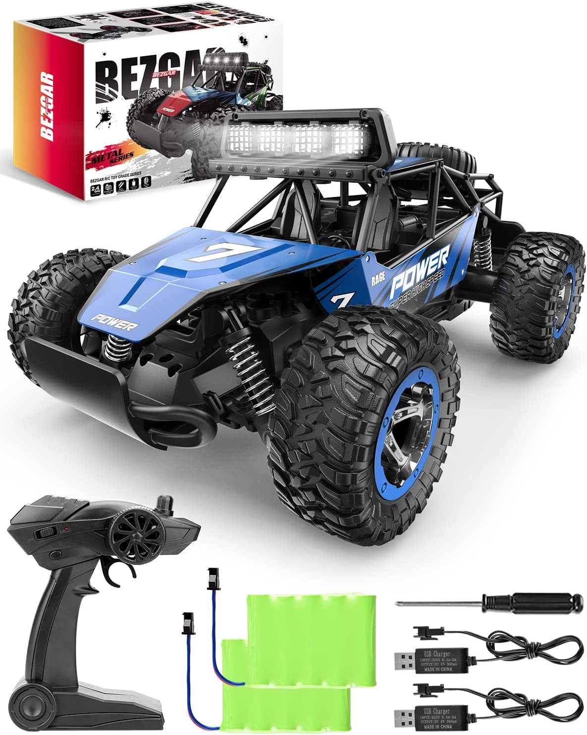 BZ TB141 RC Cars-1:14 Scale Remote Control Car, 2WD High Speed 20 Km/H All Terrains Electric Toy off Road RC Car Vehicle Truck Crawler with Two Rechargeable Batteries