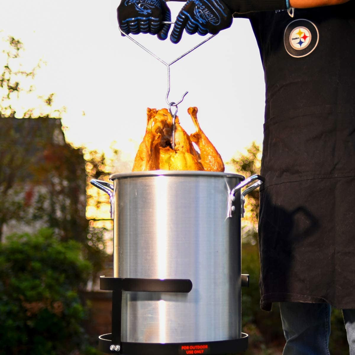Barton Deluxe 30 QT Aluminum Turkey Deep Fryer Pot Boiling Lid Seafood Cajun Gas Stove Burner Stand Injector Thermometer 37,000 BTU