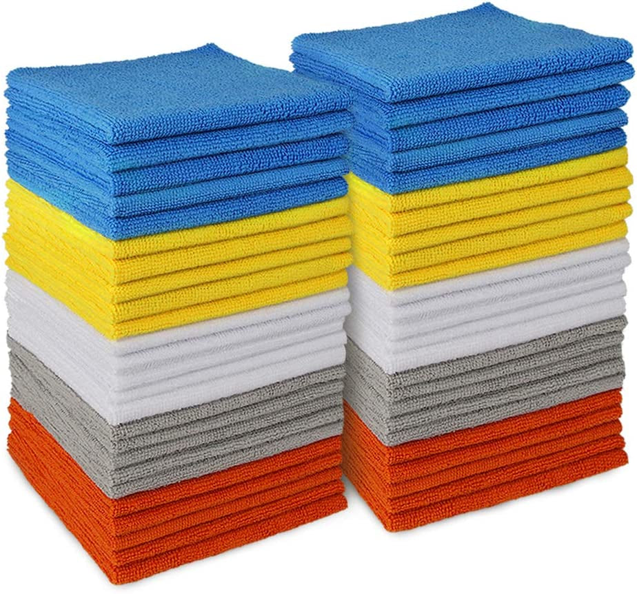 50 Pack Microfiber Cleaning Cloths All-Purpose Softer Highly Absorbent, Lint Free - Streak Free Wash Cloth