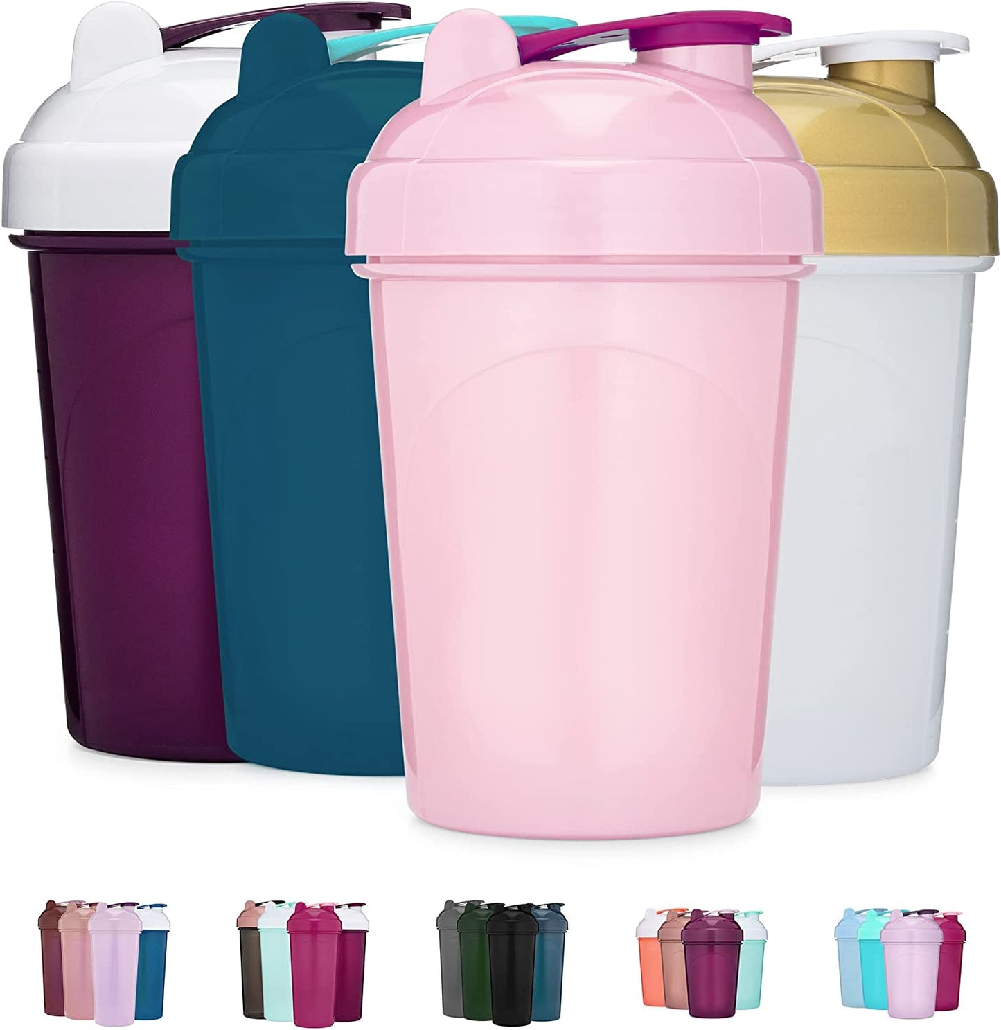 4 Pack Shaker Bottle | Protein Shaker Cup 4-Pack with Agitators | Protein Shaker Bottle Set is BPA Free and Dishwasher Safe