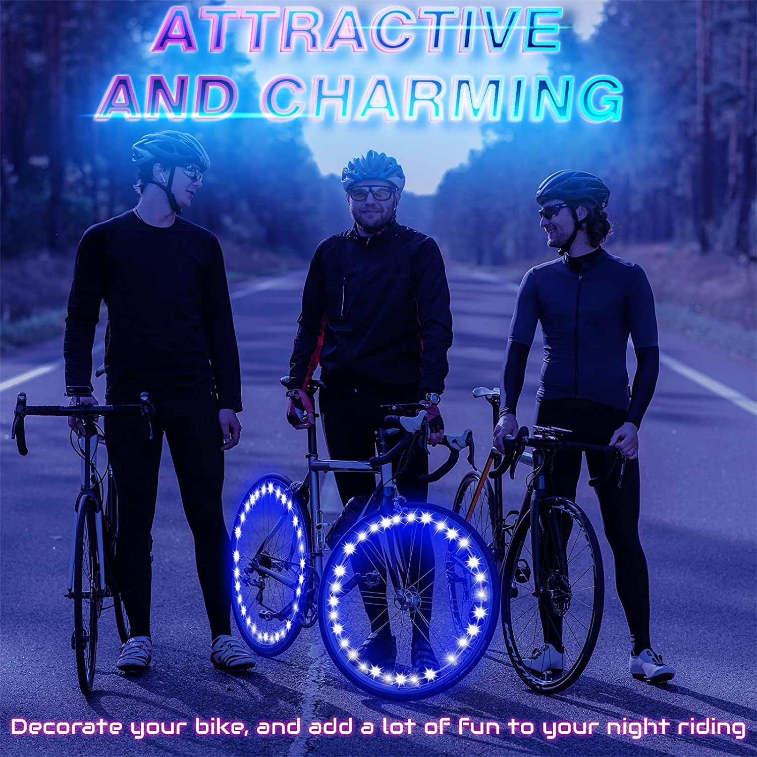  6 Pcs Tire Pack LED Bike Lights for Wheel Bicycle Spoke Lights Bright Blue Waterproof Bike Lights for Night Riding