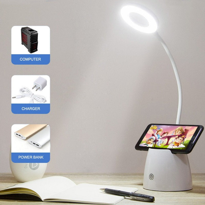 Usb Led For Riser Desk Desk Lamp LED USB Desktop Light with Pen Holder Flexible Touch Cordles ...