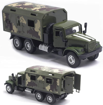 Military Truck Army Armored Model Car Treatment Transport Vehicle Metal Diecast Pull Back Toy with Lights and Sounds