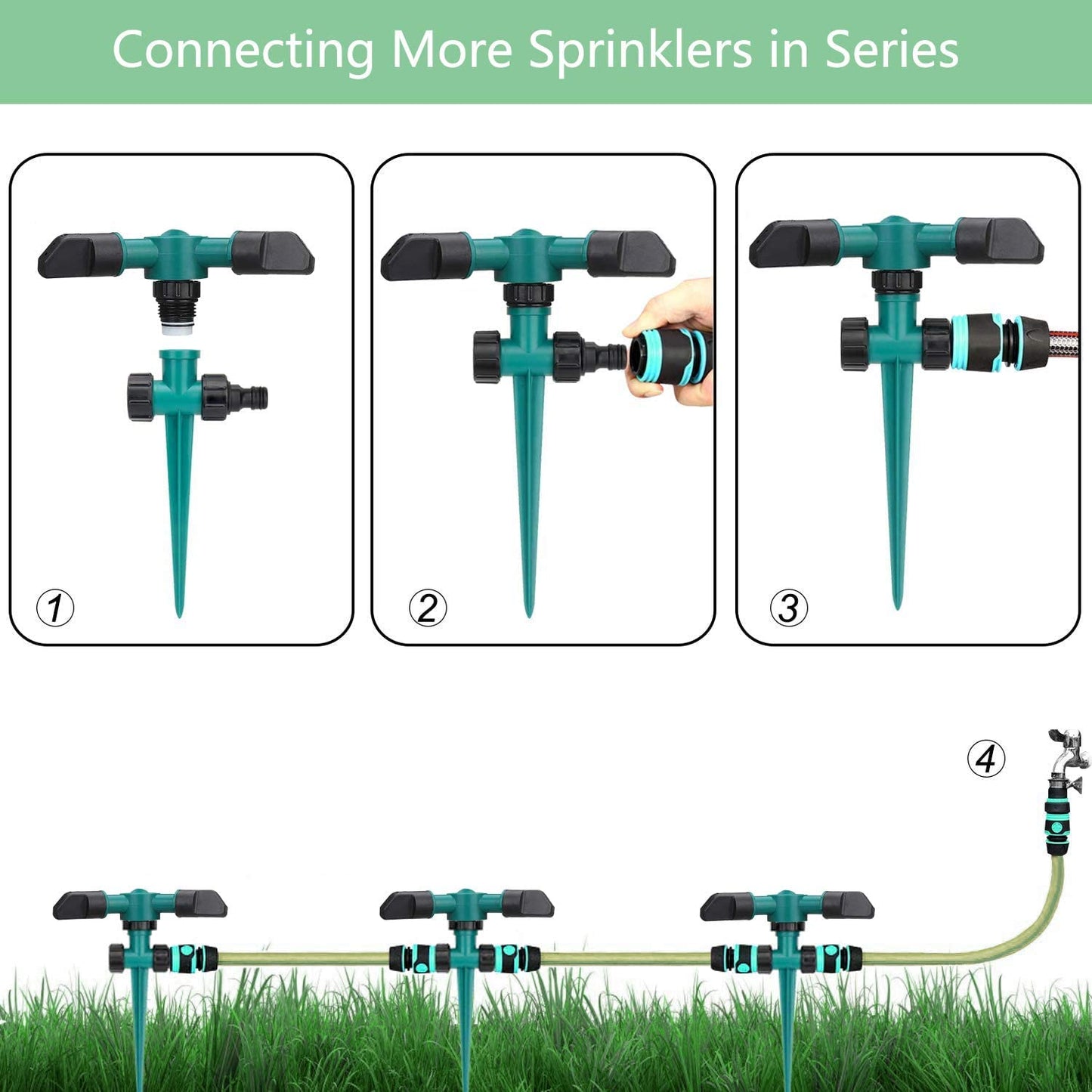 Garden Sprinkler for Yard - 360 Degree Rotating Lawn Sprinkler Covering Large Area Up to 2,000 Sq. Ft, Garden Water Sprinklers Adjustable Automatically Irrigation System for Yard