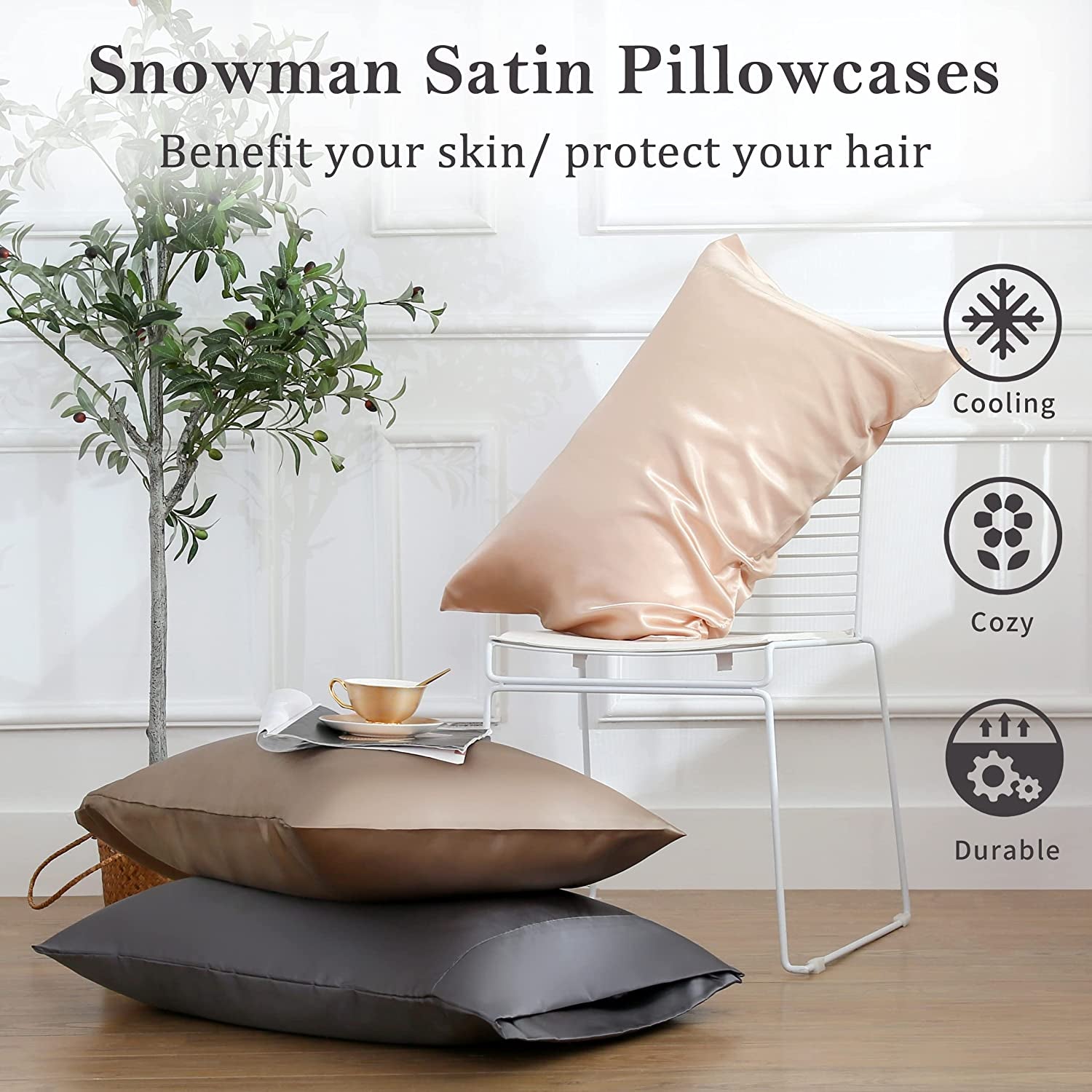Set of 2 Satin Pillowcase for Hair and Skin