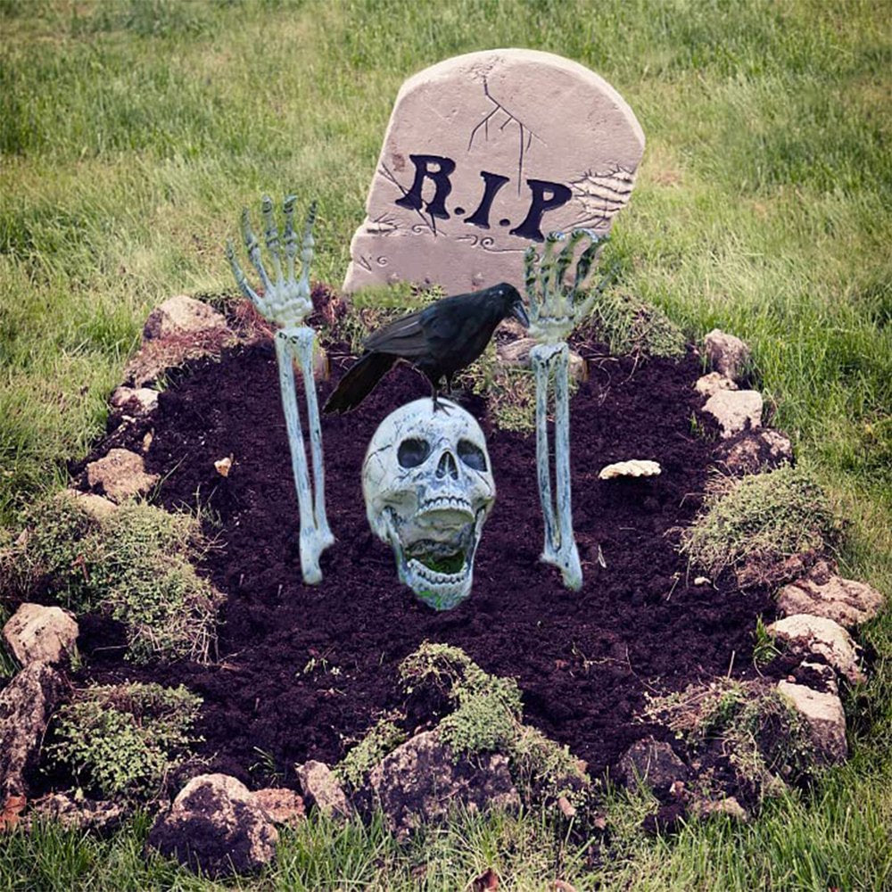 Halloween Decorations Realistic Skeleton Stakes for Lawn Stakes Garden Halloween Skeleton Decoration, Gray