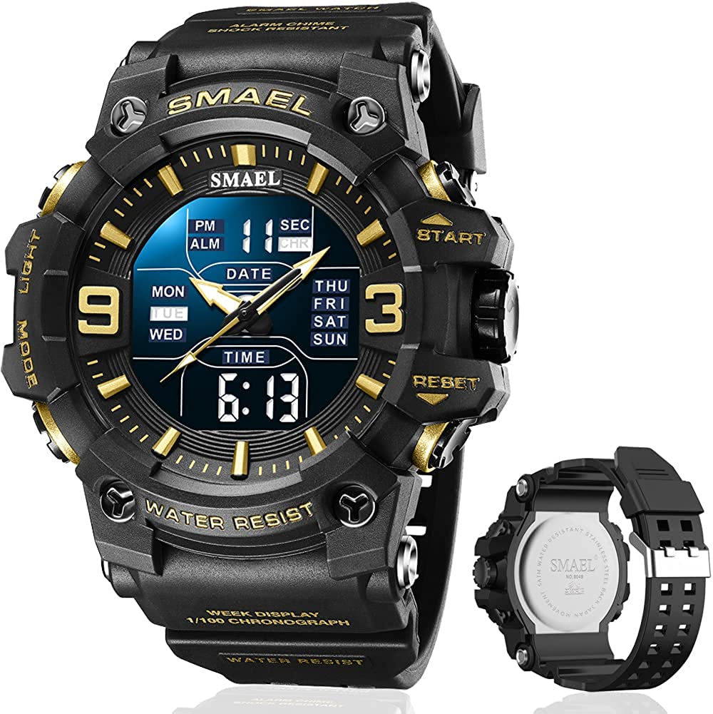 Men's Watches Sports Outdoor Waterproof Military Watch Date Multi Function Tactics LED Face Alarm Stopwatch for Men