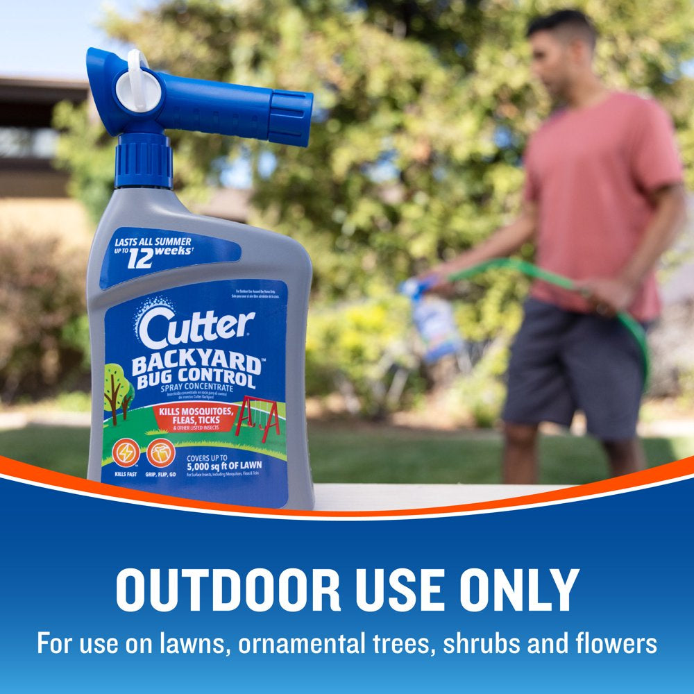 Cutter Backyard Bug Control Insecticide Concentrate with Quickflip Hose-End Sprayer, 32 Ounces