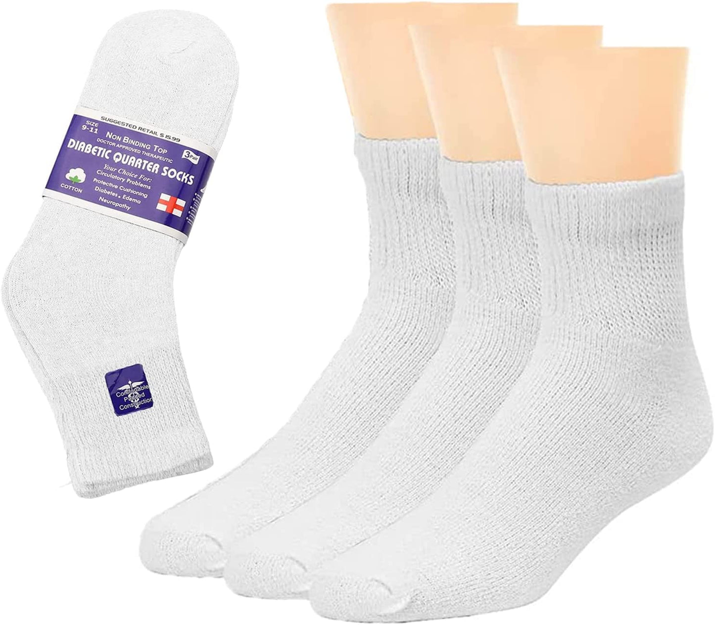 Physicians Approved Diabetic Socks Cotton Non-Binding Loose Fit Top Help Blood Circulation