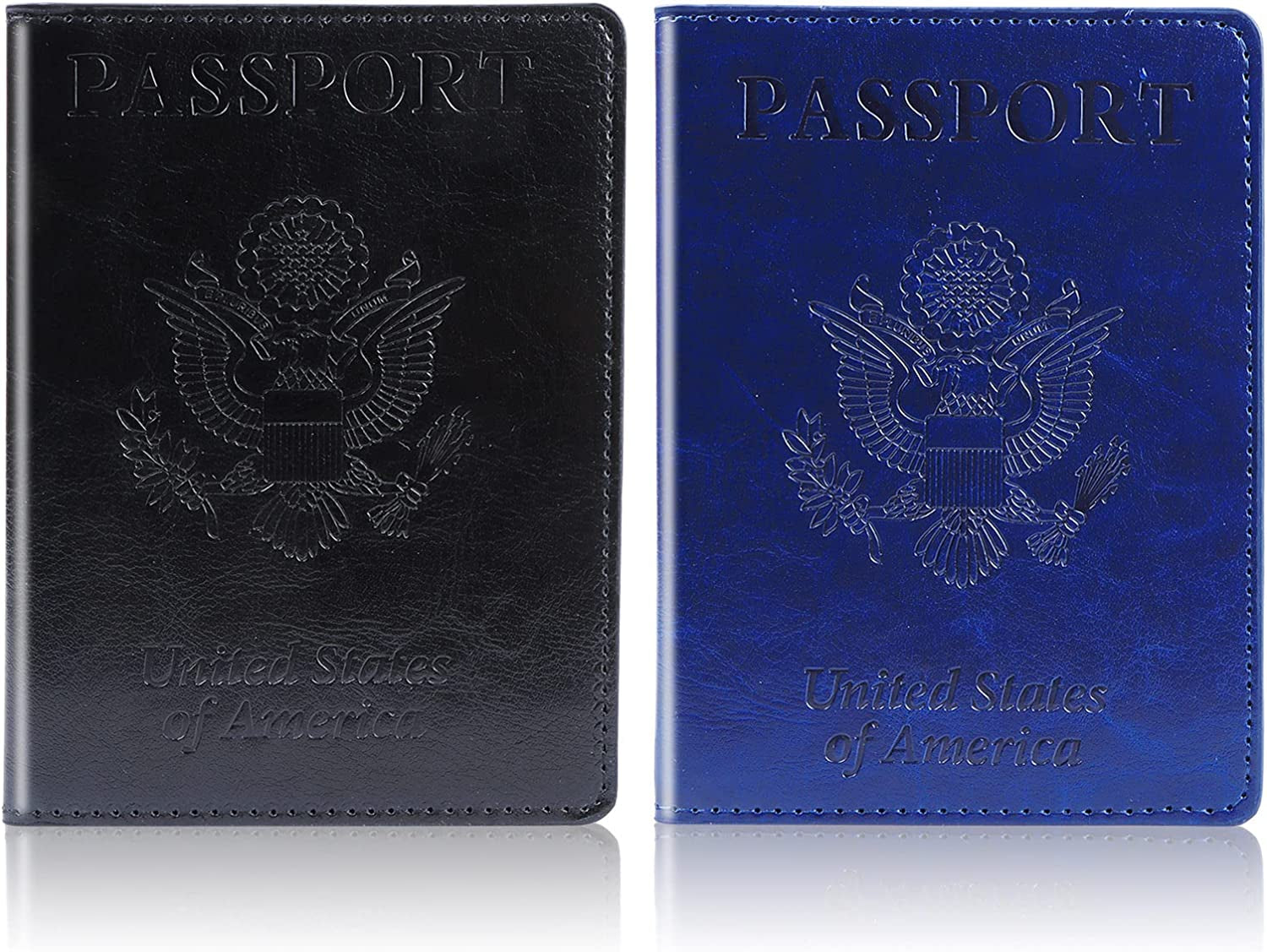 2 Pack Passport and Vaccine Card Holder Combo - Passport Holder with Vaccine Card Slot Protector, Slim Passport Cover, Pu Leather Passport Wallet Case Waterproof