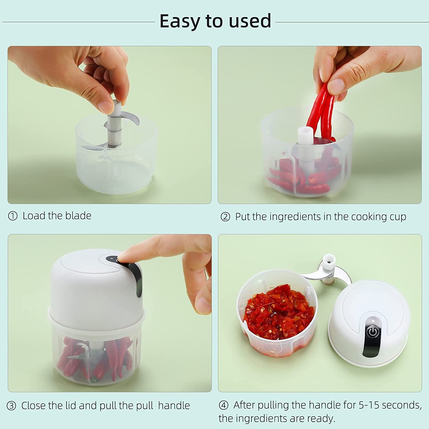 Small Food Processor With Divider 250ML/8.8FL OZ