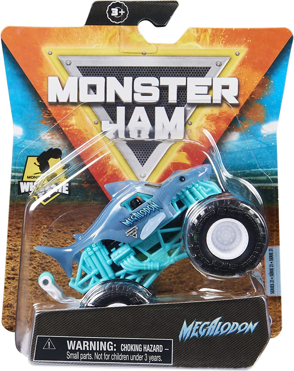 Monster Jam 2021 Spin Master 1:64 Diecast Monster Truck with Wheelie Bar: Shear Madness Megalodon