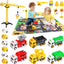 Toy Trucks with Play Mat for Boys, Construction Vehicle and Mini Animal Cars with Road Signs, Crane, Playmat and Storage Box for Kids Toddlers Age 3 4 5 6 7 Year Christmas Birthday Gift