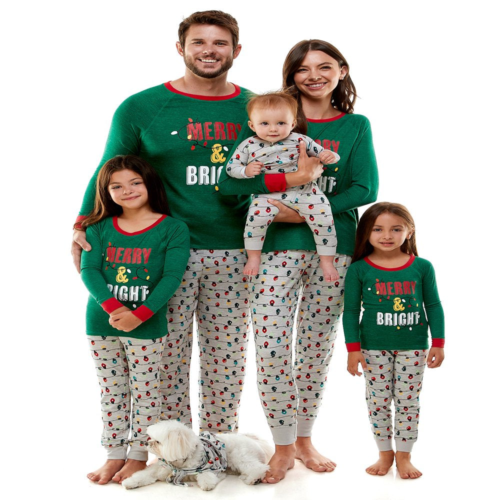 Merry and Bright Matching Family Christmas Pajamas, 2-Piece