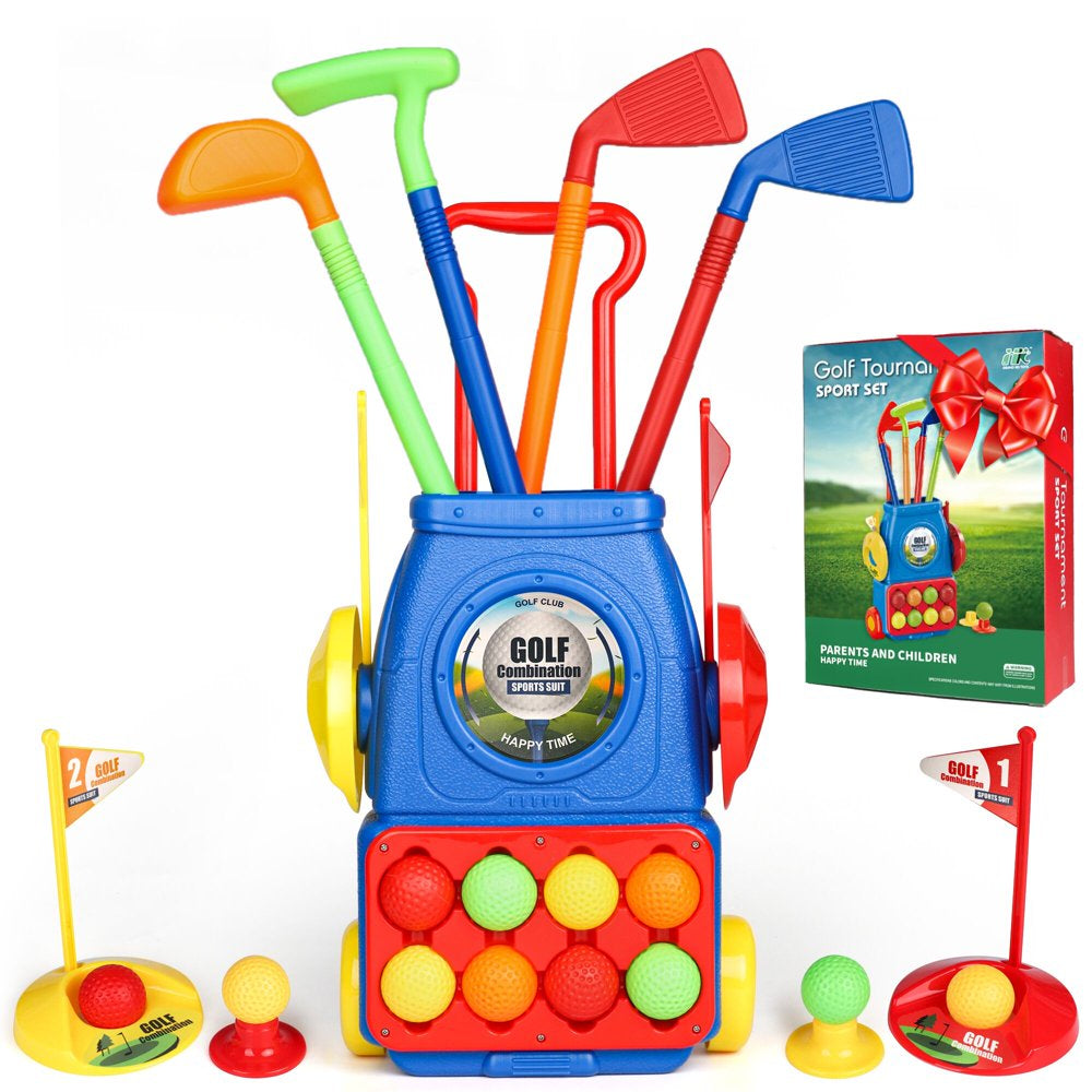 Toddler Toy Golf Sets with 8 Balls, 4 Golf Sticks & 2 Practice Holes