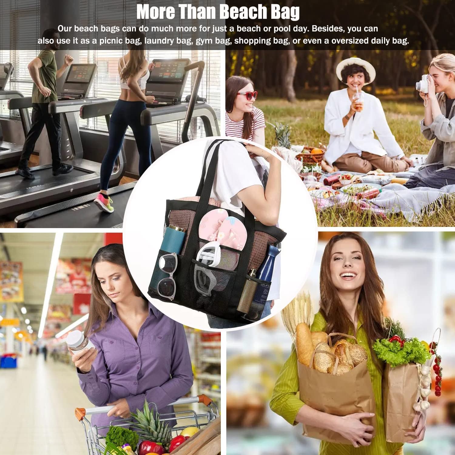  Mesh Beach Tote Bag for Women XL 