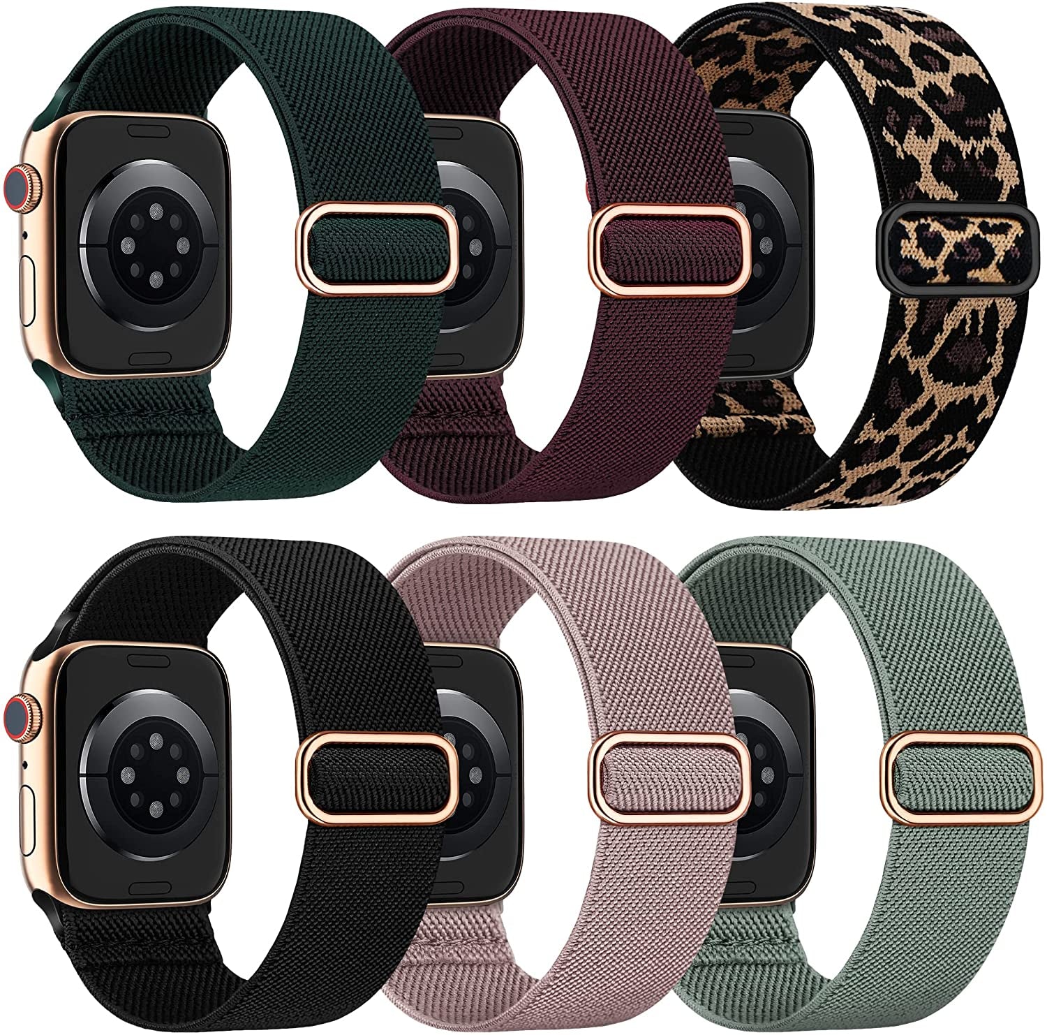 6 Pack Nylon Stretchy Compatible for Apple Watch Band