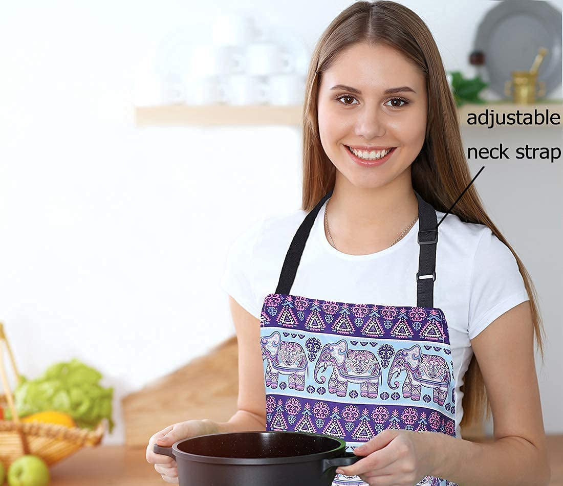 Adjustable Bib Apron Extra Long Ties with 2 Pockets 