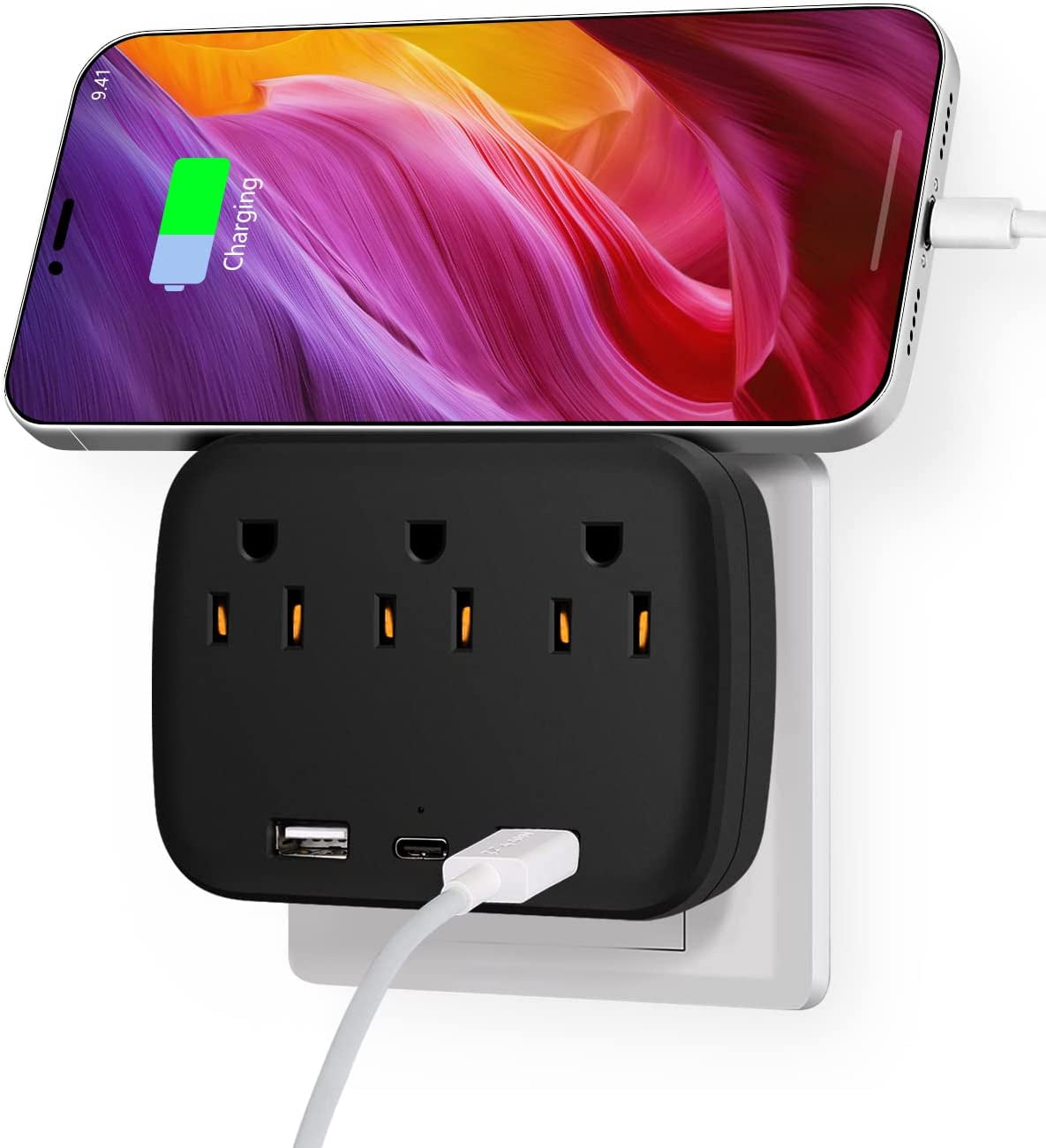  Converter Multi-Plug Outlet Splitter with USB C Ports