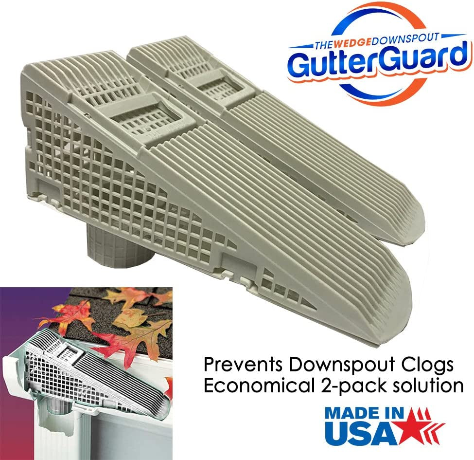 The Gutter Guard - Wedge Eliminates Downspout Pipe Clogs from Leaves and Debris - 2-Pack