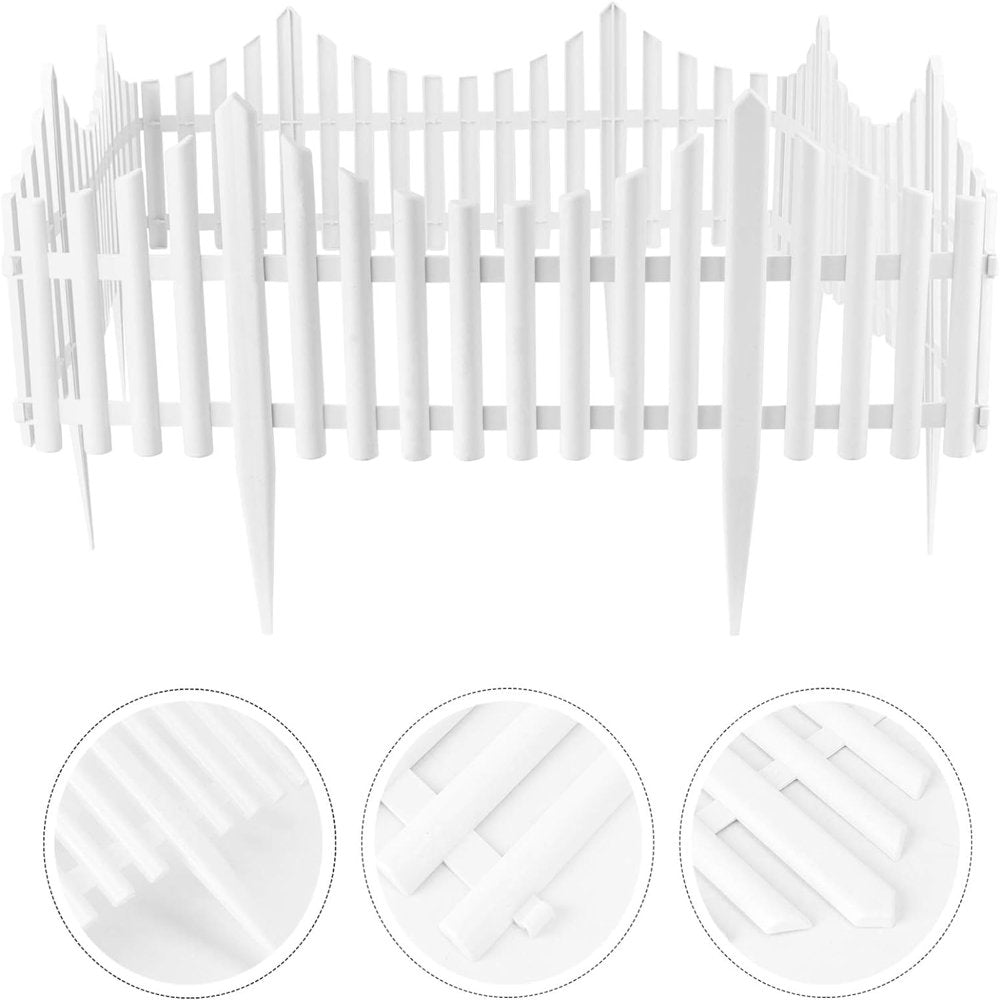 12-Panel White Picket Fence Plastic Edging - Garden Fence