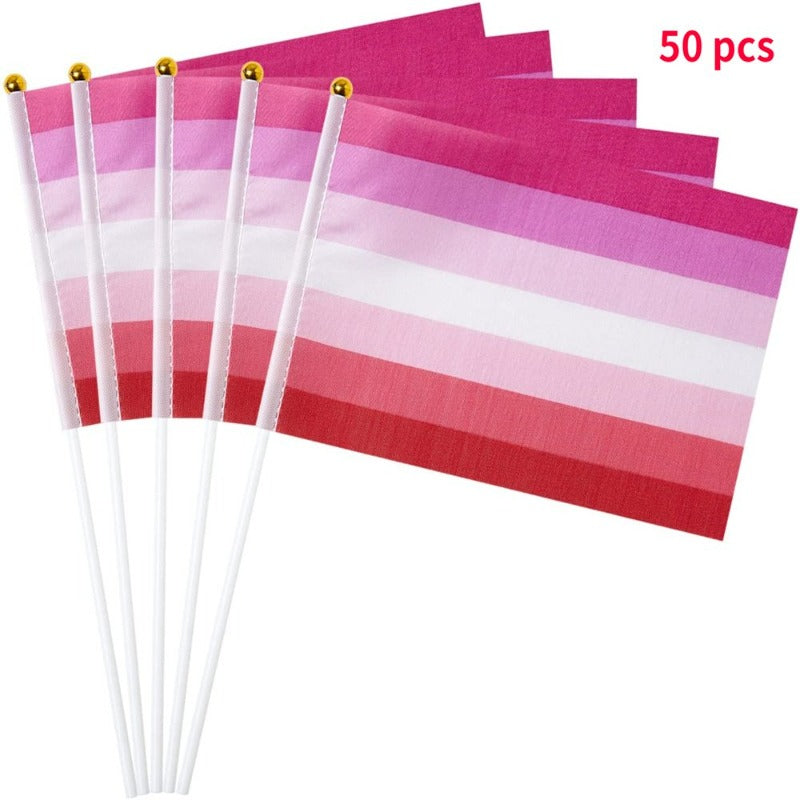 50 Pack Mini Pride Flag Small Lgbt Rainbow Flag Hand Held Stick Flags 