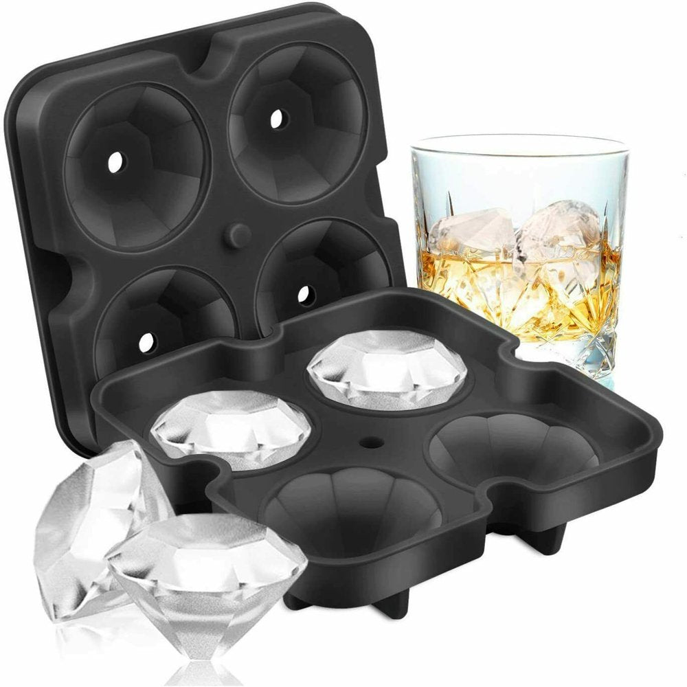  Silicone 3D Diamond ICE Cube Tray Maker Mold Whiskey Cocktails - New