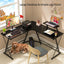 L Shaped Desk, Computer Corner Desk, Home Gaming Desk, Office Writing Workstation with Large Monitor Stand, Space-Saving, Easy to Assemble, Black