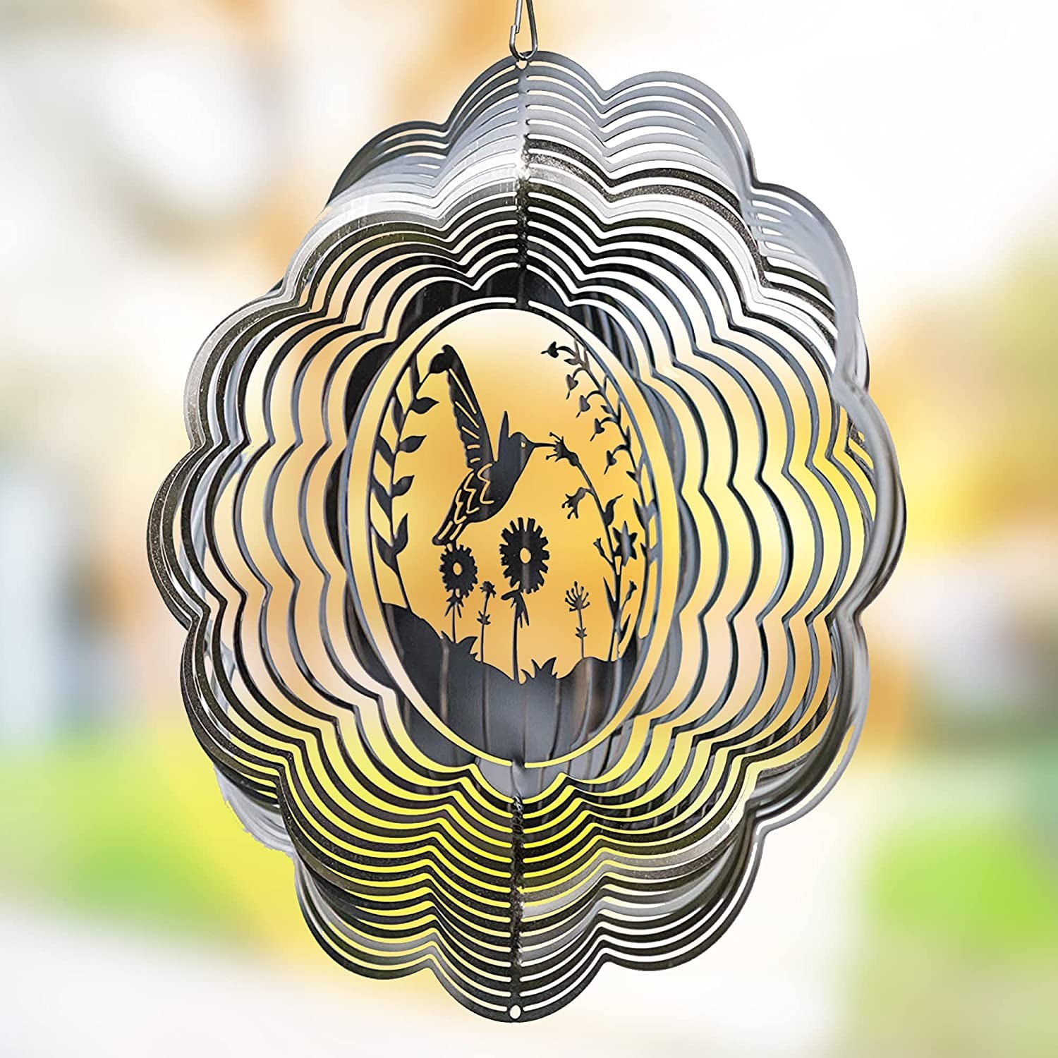  Kinetic Wind Spinner for Yard and Garden Wind Spinner Outdoor Metal Large Hanging Plantary Decor 3D Garden Art Wind Sculpture Spinners Kinetic Art Garden Decorations