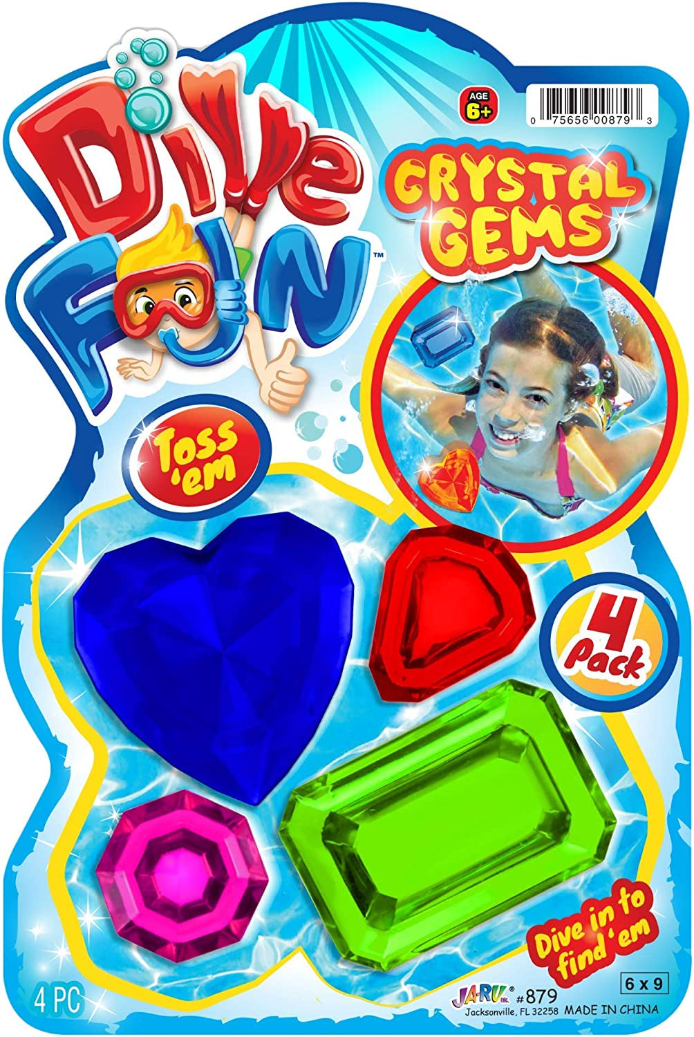 Dive Fun Crystal Gems Diving Toys (1 Pack 4 Gems) 
