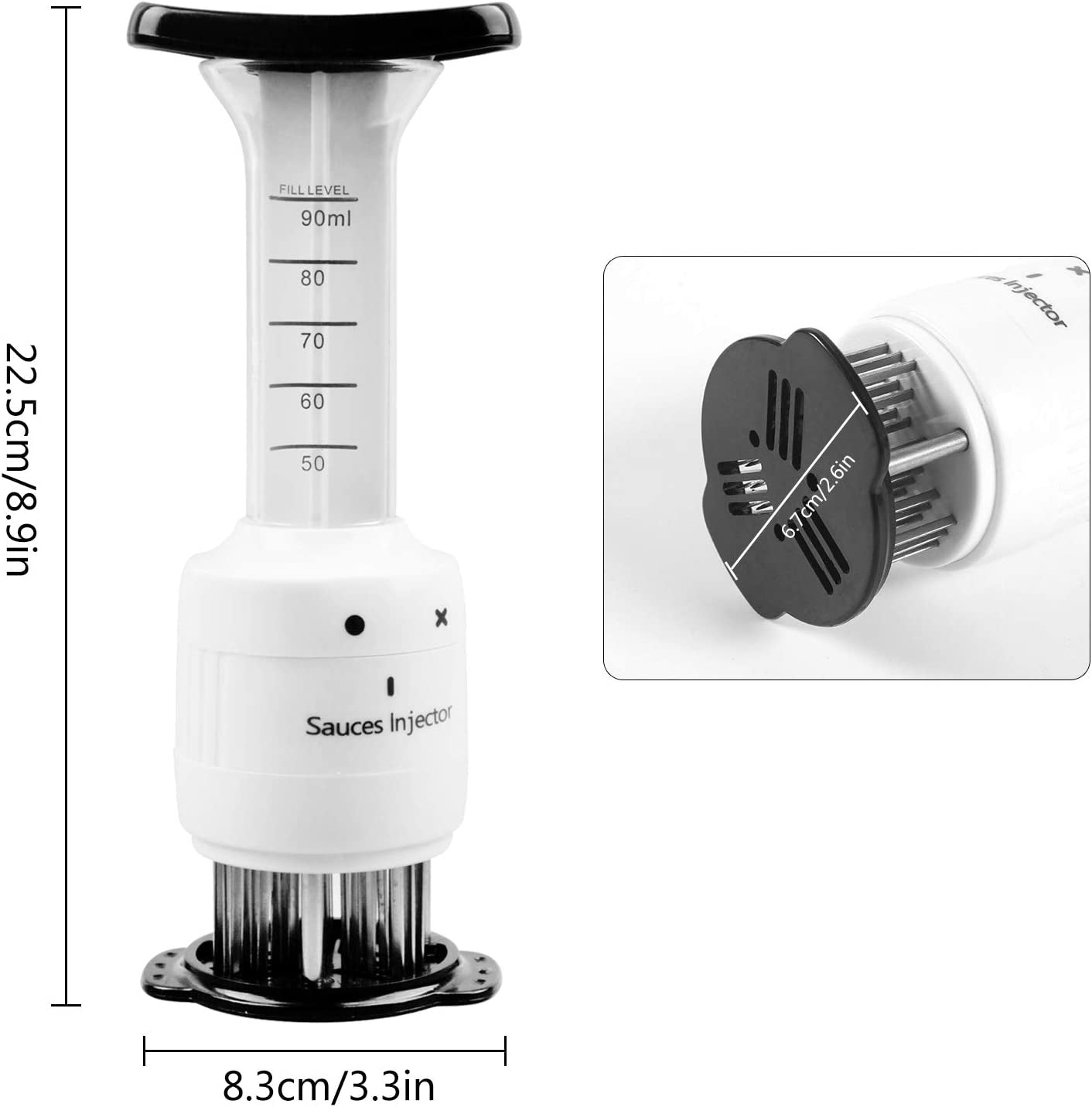 Meat Tenderizer Needle, 2 in 1 Needle Meat Tenderizer, 30 Stainless Steel(3 Injection Needle Pinhole), Sauces Injector 3 Oz Marinade Flavor Syringe Kitchen Accessories