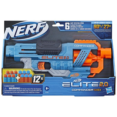 Nerf Elite 2.0 Commander RD-6 Blaster, 12 Nerf Elite Darts, Rotating Drum